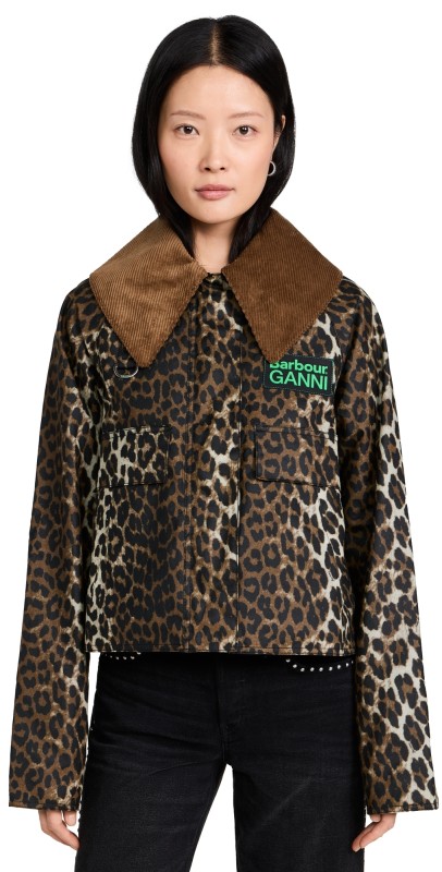 Barbour Barbour x Ganni Printed Wax Anorak Smock Jacket Leopard Print/Classic