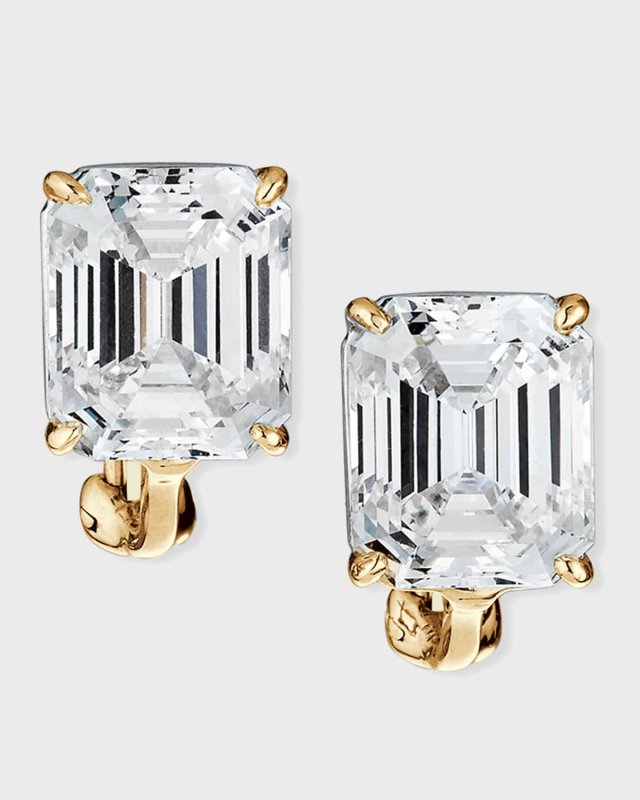 Sterling Silver 6.5ct Emerald-Cut Stud Earrings