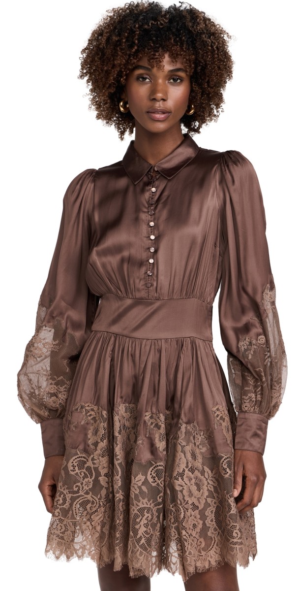 byTiMo Satin Lace Dress Brown