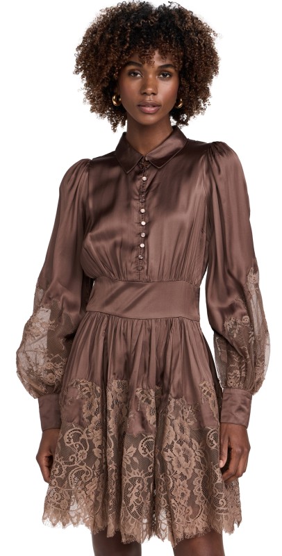 byTiMo Satin Lace Dress Brown