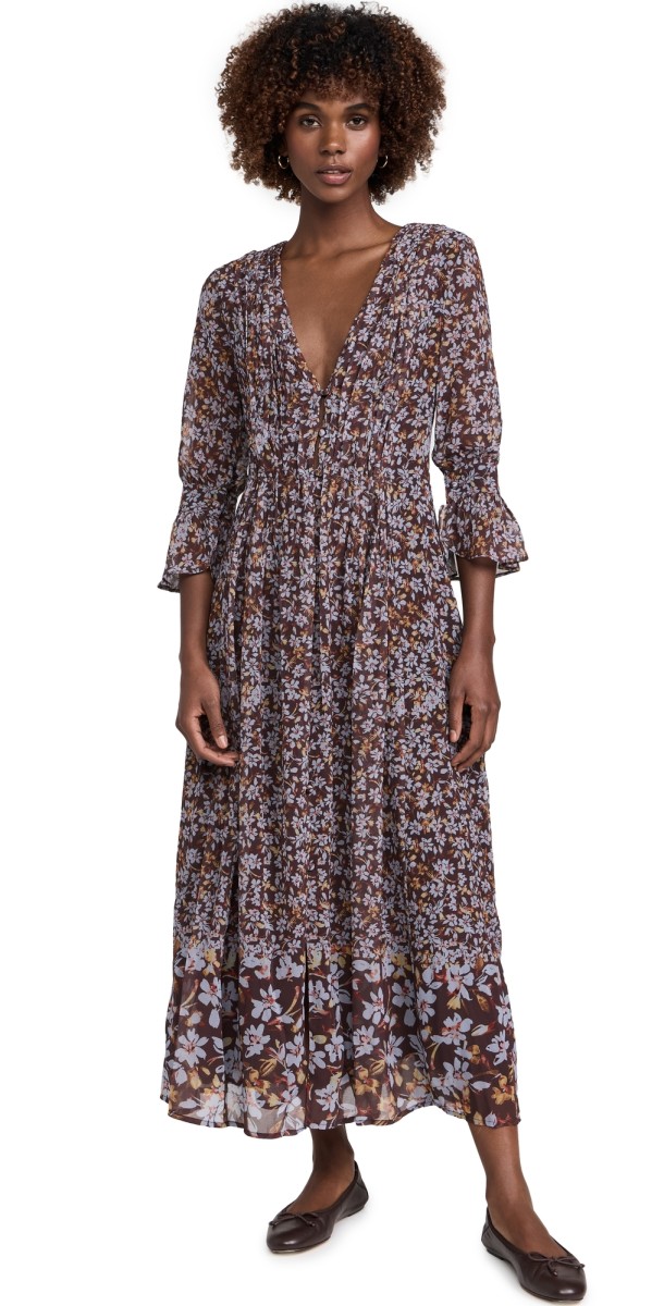 o. p.t Millie Dress Coffee Border Floral