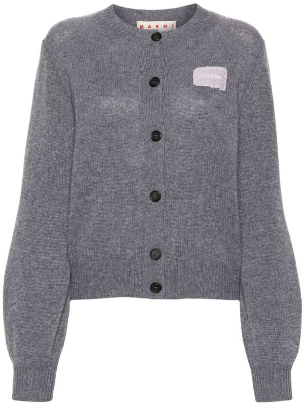 logo-patch cashmere cardigan