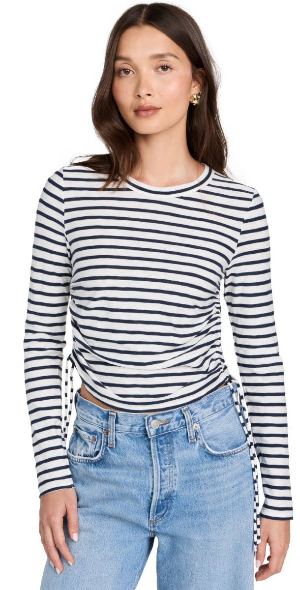 Veronica Beard Jean Travis Top Off White/Marine Stripe