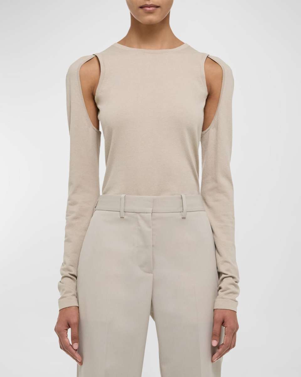 Cut-Out Long-Sleeve Knit Top