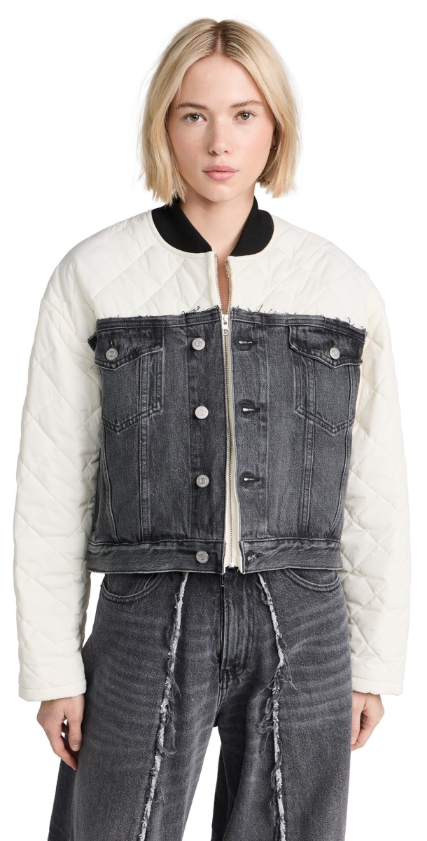 MM6 Maison Margiela Quilted Nylon / Denim Jacket Off White/Grey