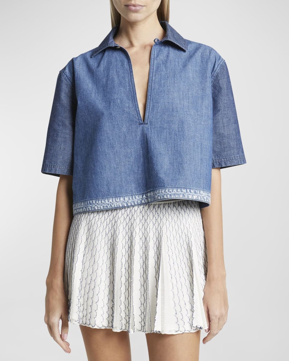 x Paula Ibiza Anagram Cropped Denim Top