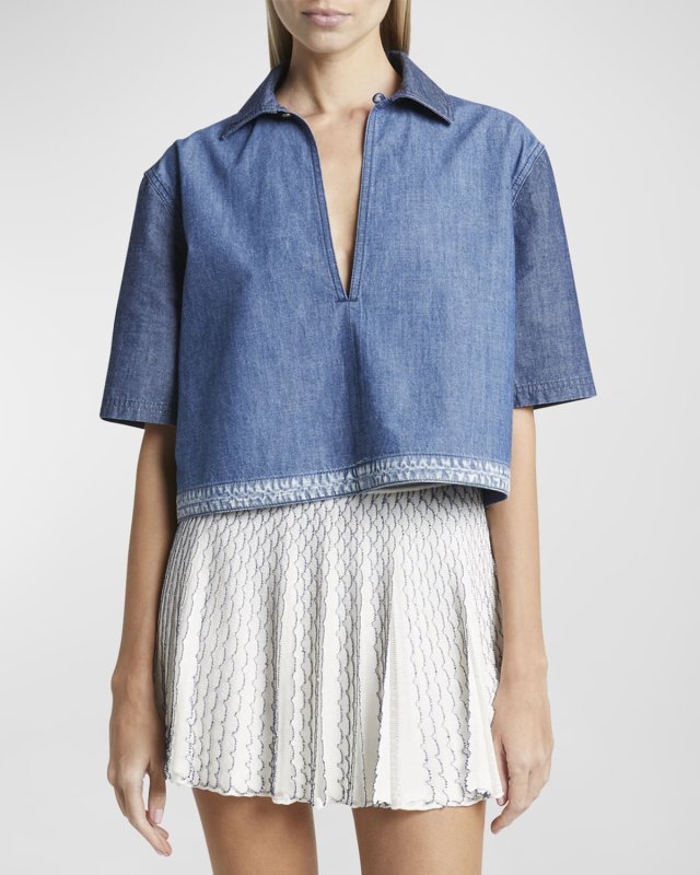 x Paula Ibiza Anagram Cropped Denim Top