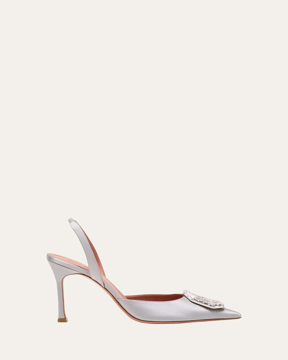 Camelia Pointed Slingback Satin Pumps
