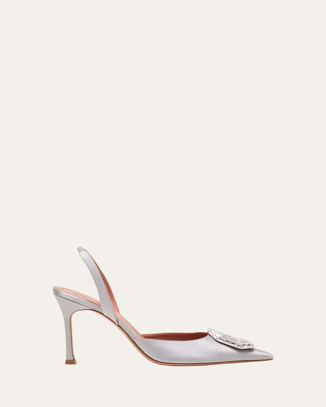 Camelia Pointed Slingback Satin Pumps