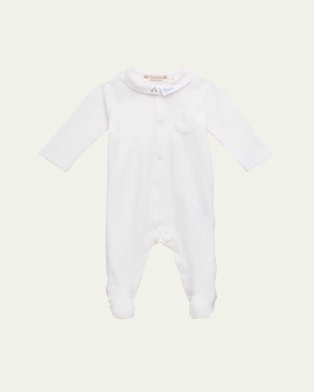 Boy's Tilouan Organic Cotton Long-Sleeve Footed Pajamas, Size 1M-