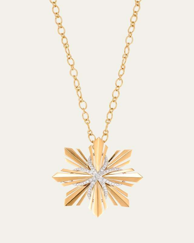 18k Yellow Gold, Platinum, and Diamond Etoile Convertible Pendant Necklace