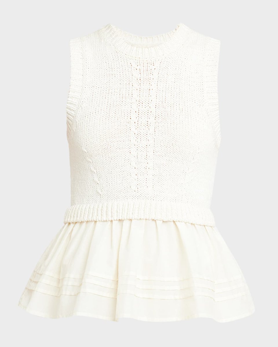 Edda Combo Knit Sleeveless Peplum Top