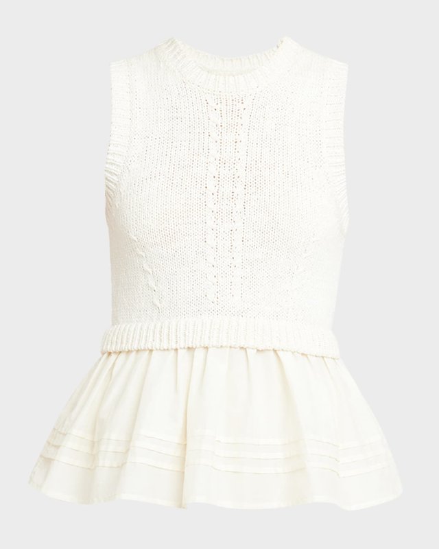 Edda Combo Knit Sleeveless Peplum Top