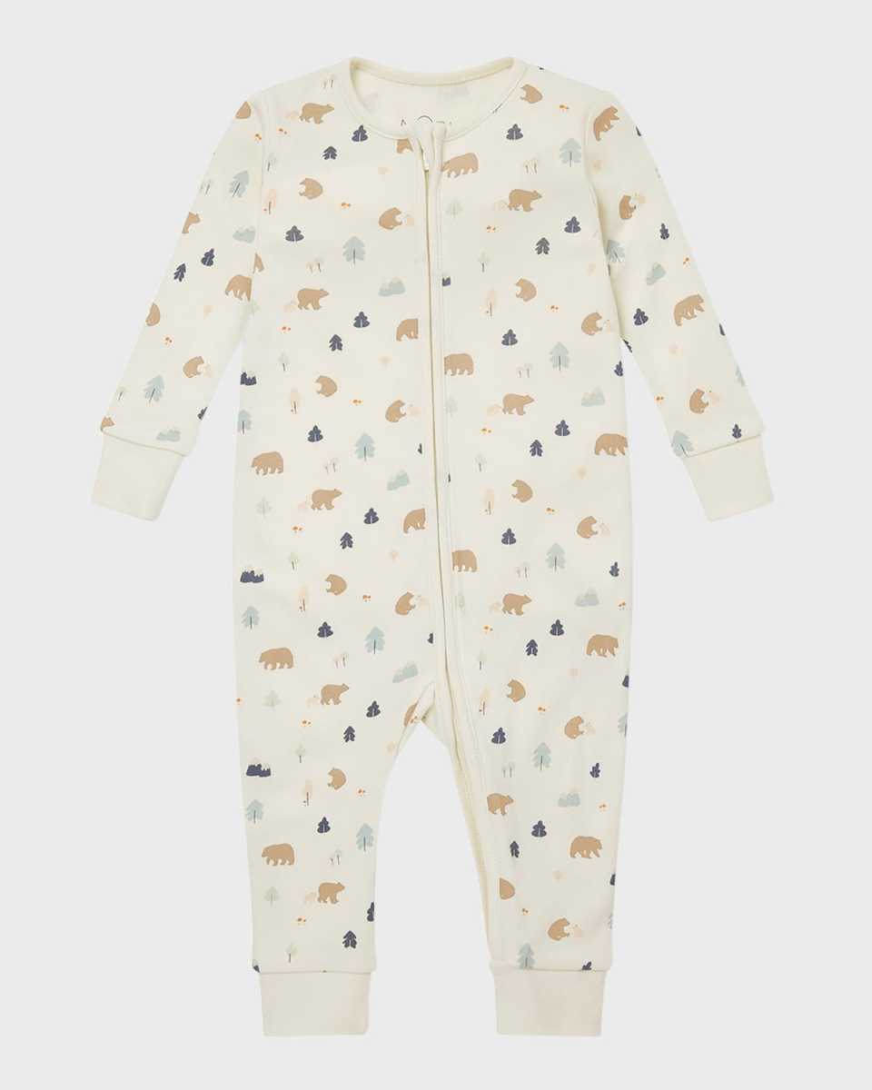 Kid's Bear Print Zip Up Playsuit, Size 9M-24