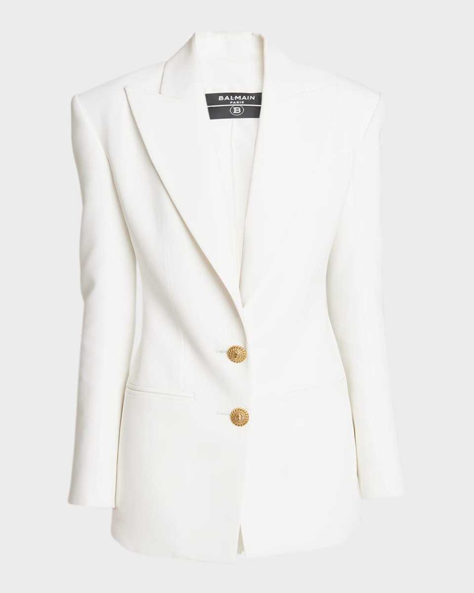 2-Button Crepe Fitted Blazer