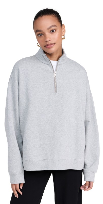 Marissa Webb Teagan Quarter Zip Sweatshirt Heather Grey