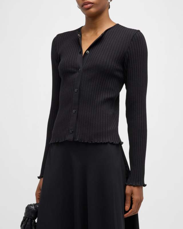 Ribbed Long-Sleeve Novelty Top
