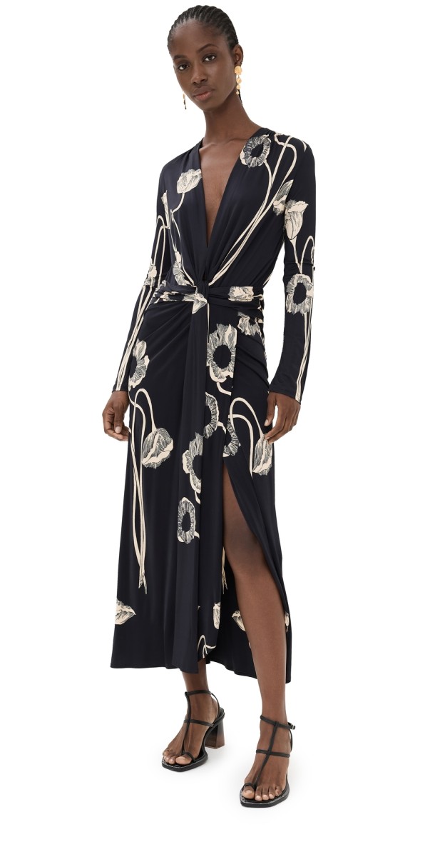 Johanna Ortiz Poppy Oasis Ankle Dress Papaver Somniferum/Black/Sand