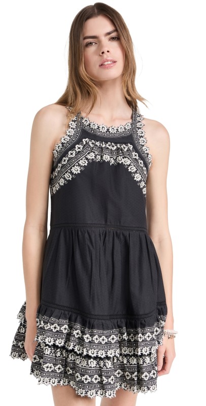 Sea Amina Embroidery Tank Dress Black