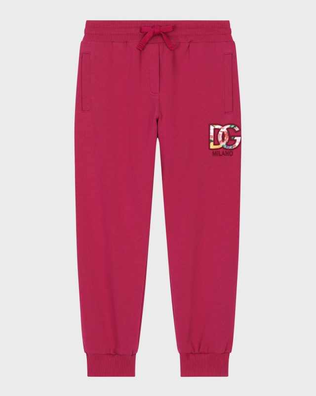 Girl's Floral Embroidered Logo-Print Joggers, Size 8-14