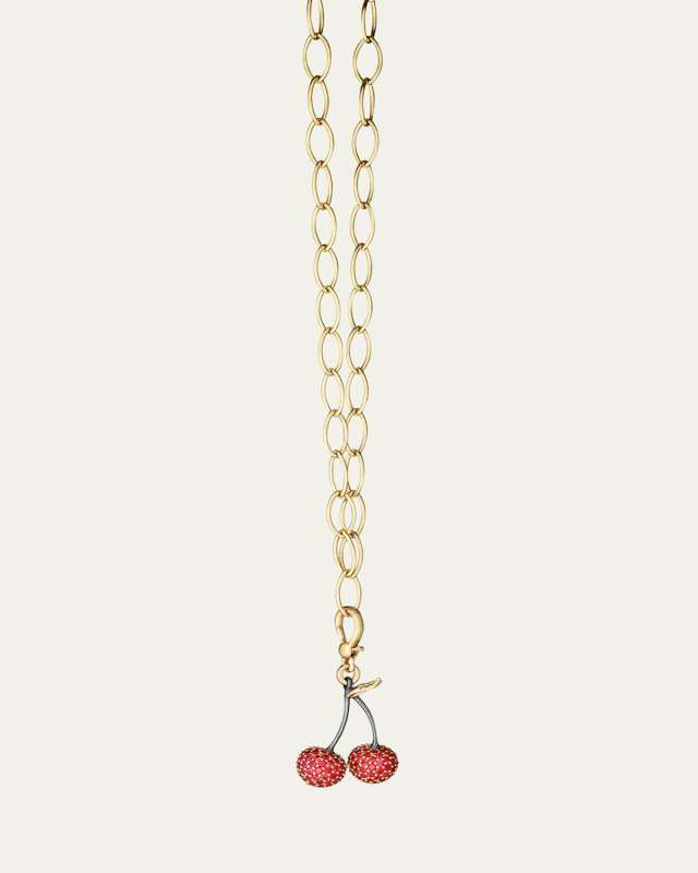 Yellow Gold Cherry Charm with Red and Yellow Sapphires