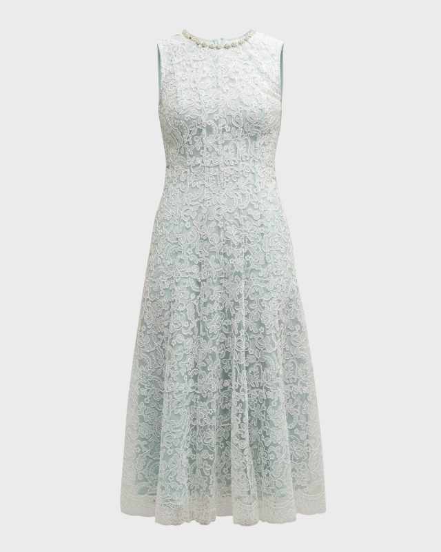 Sleeveless Corded Lace Midi Dress