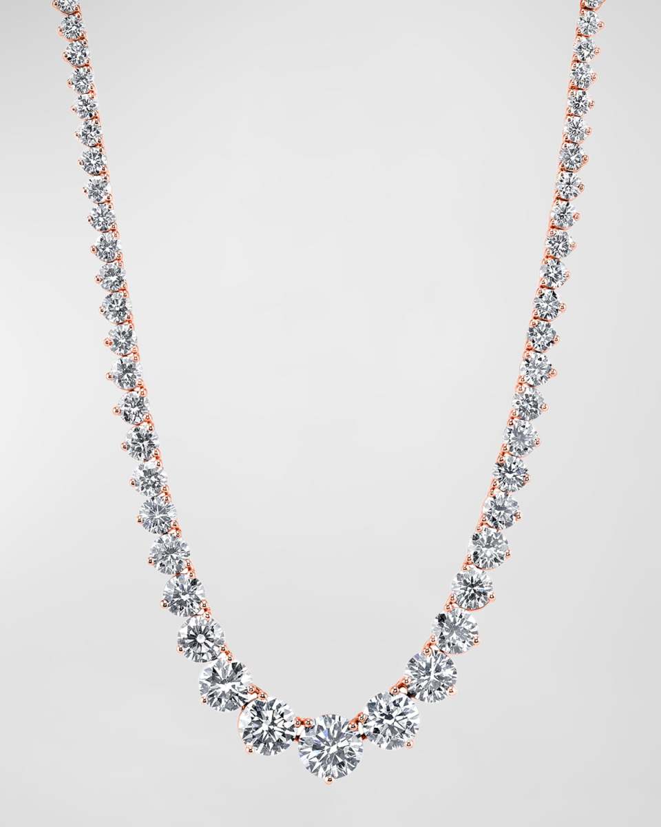 18K Gold 3-Prong Riviera 16" Diamond Necklace in 18K Gold