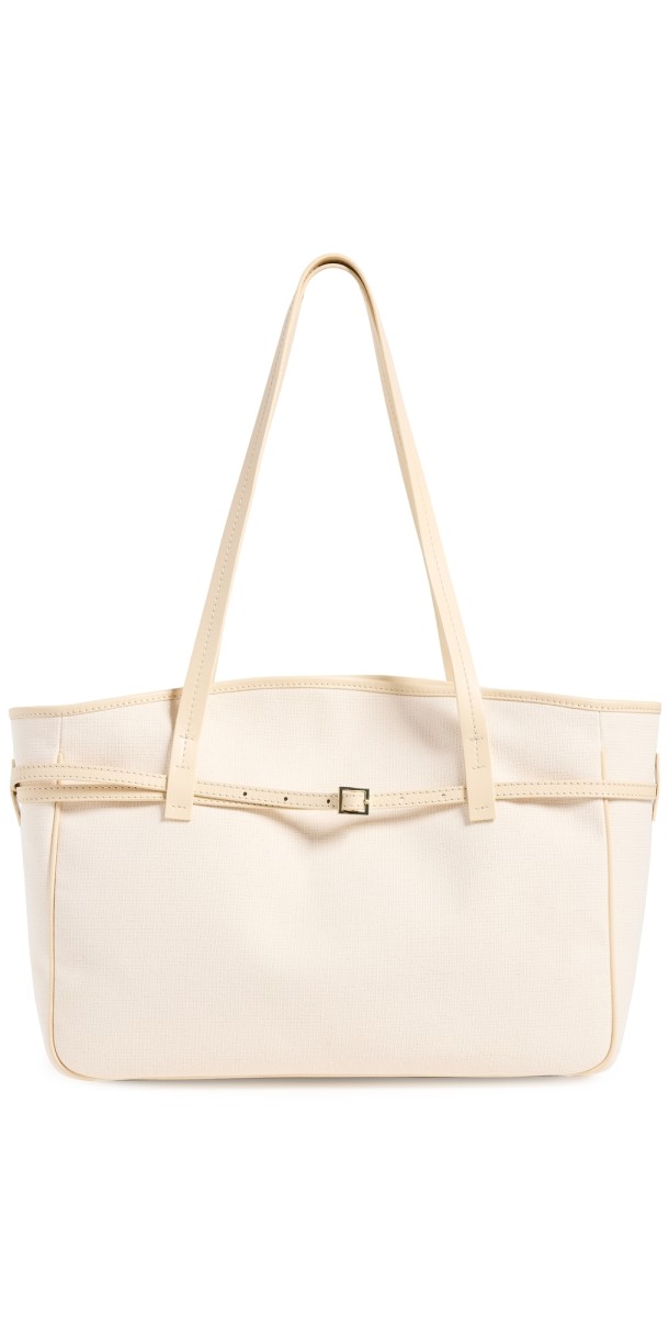 MANU Atelier XL Du Jour Canvas and Soft Calf Leather Tote Vanilla