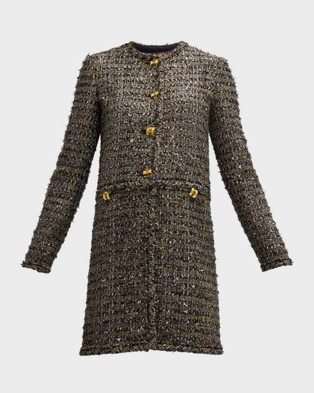 French Metallic Eyelash Tweed Top Coat