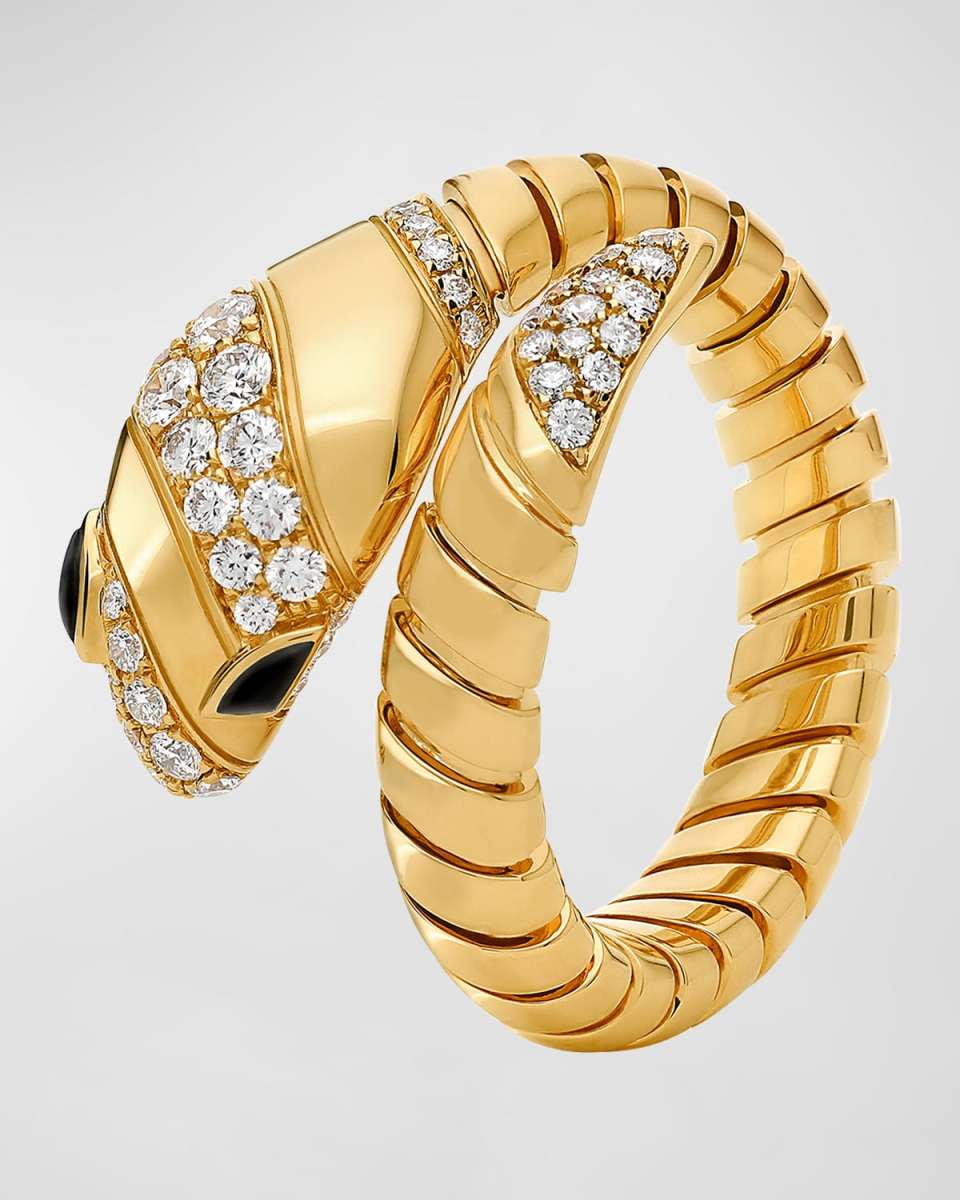 18K Yellow Gold Serpenti Tubogas Onyx Ring