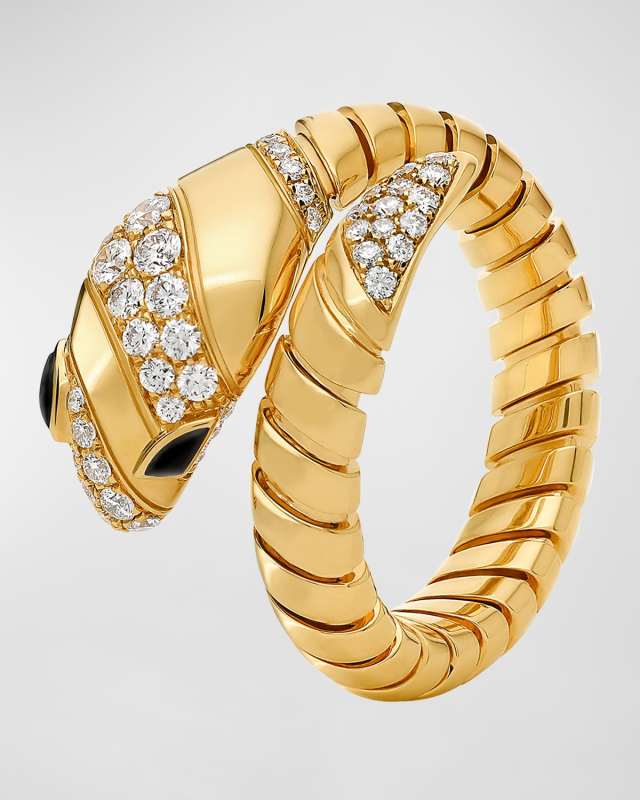 18K Yellow Gold Serpenti Tubogas Onyx Ring