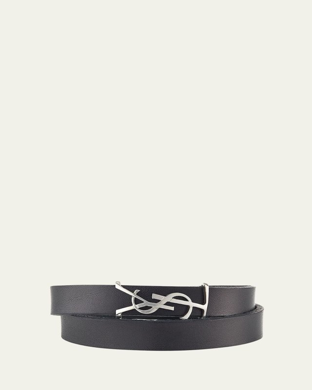 Leather Double-Wrap YSL Bracelet
