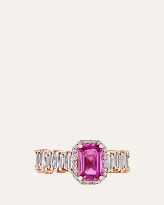 One of a Kind Pink Sapphire and Diamond Statement Ring, Size