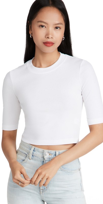 Rosetta Getty Cropped Sleeve T-Shirt White