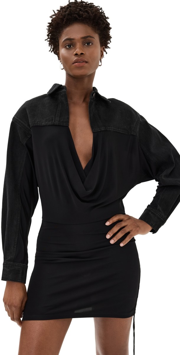 Christopher Esber Deconstruct Denim Cummerbund Shirt Black