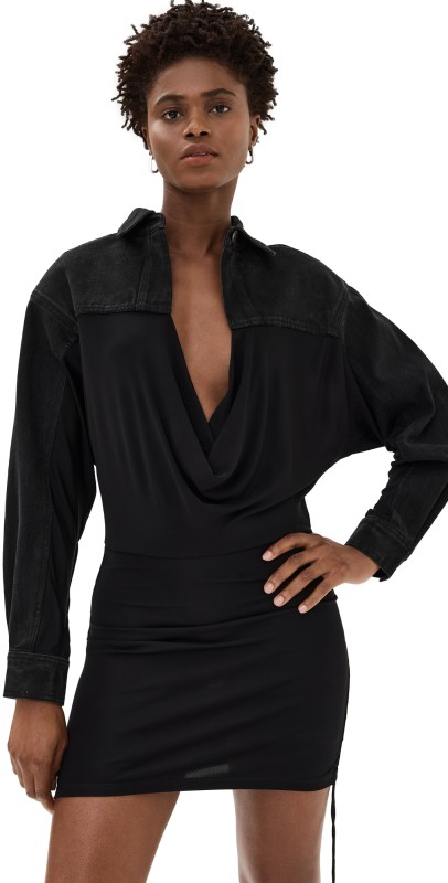 Christopher Esber Deconstruct Denim Cummerbund Shirt Black