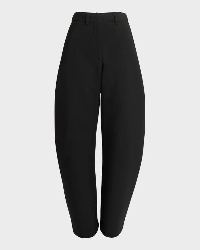 High-Rise Round Wide-Leg Crepe Pants