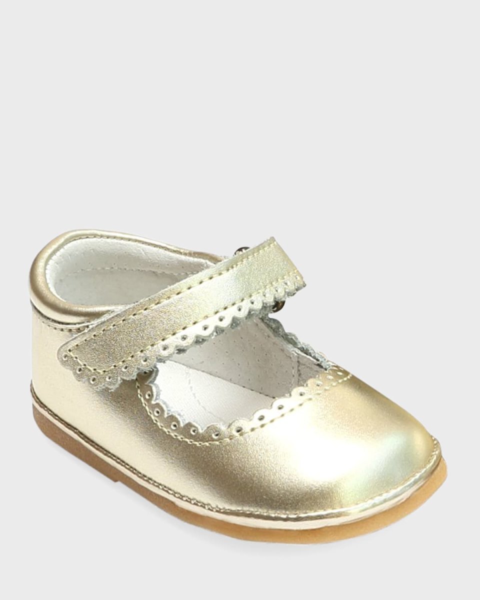 Girl's Cara Scalloped Metallic Leather Mary Jane,