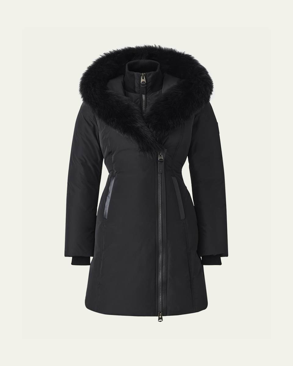 Kay Layered Parka Coat w/ Shearling Tri