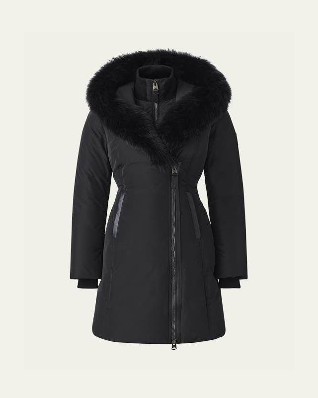 Kay Layered Parka Coat w/ Shearling Tri