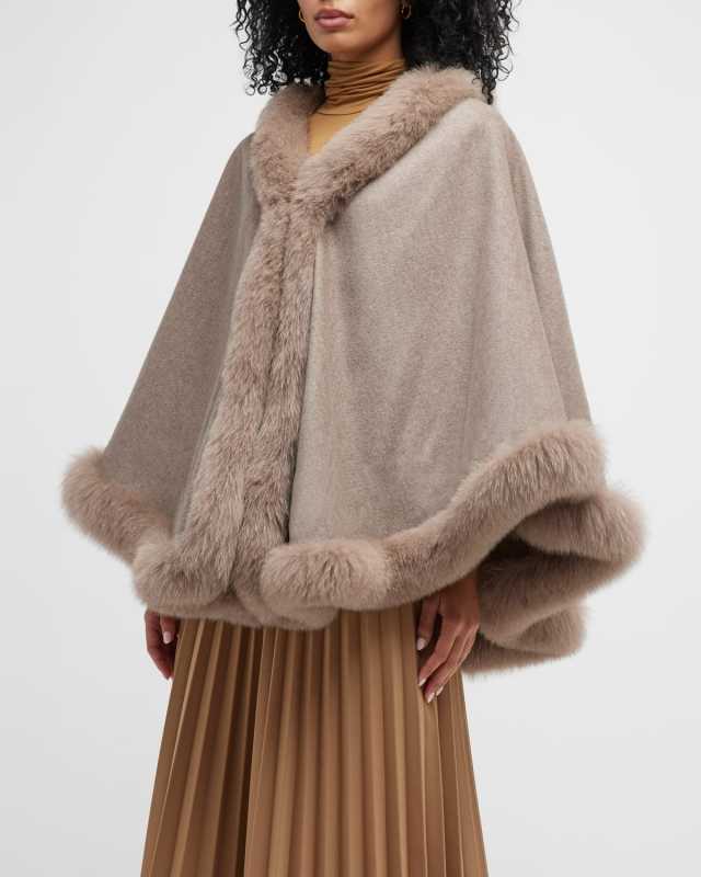 Cashmere Cape With Toscana Lamb Trim