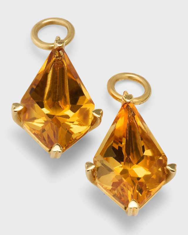 Rocks 18K Yellow Gold Citrine Kite-Shaped Detachable Earring Charms