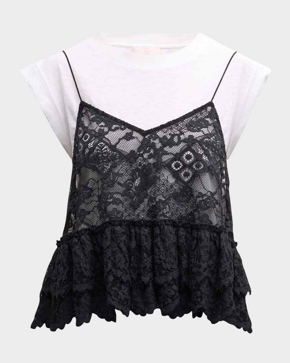 Lace Samantha Short-Sleeve Combo Top