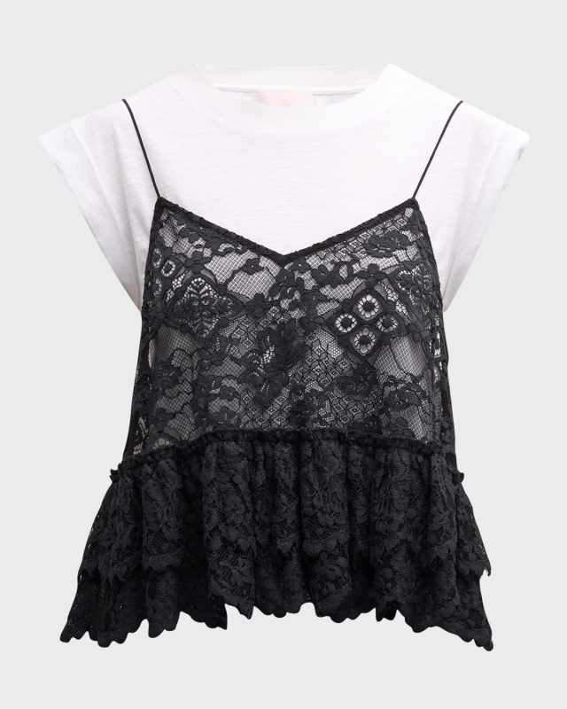 Lace Samantha Short-Sleeve Combo Top