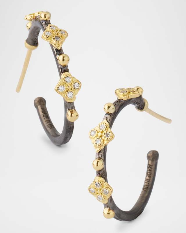 Silver and 18K Yellow Gold Crivelli Diamond Hoop Earrings, 16.5mm