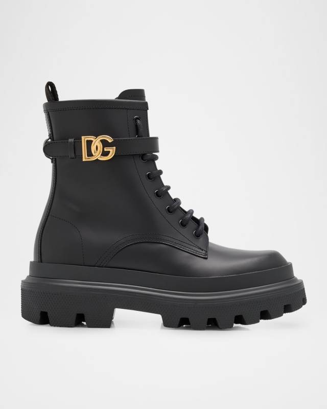 Leather DG Lace-Up Ranger Booties
