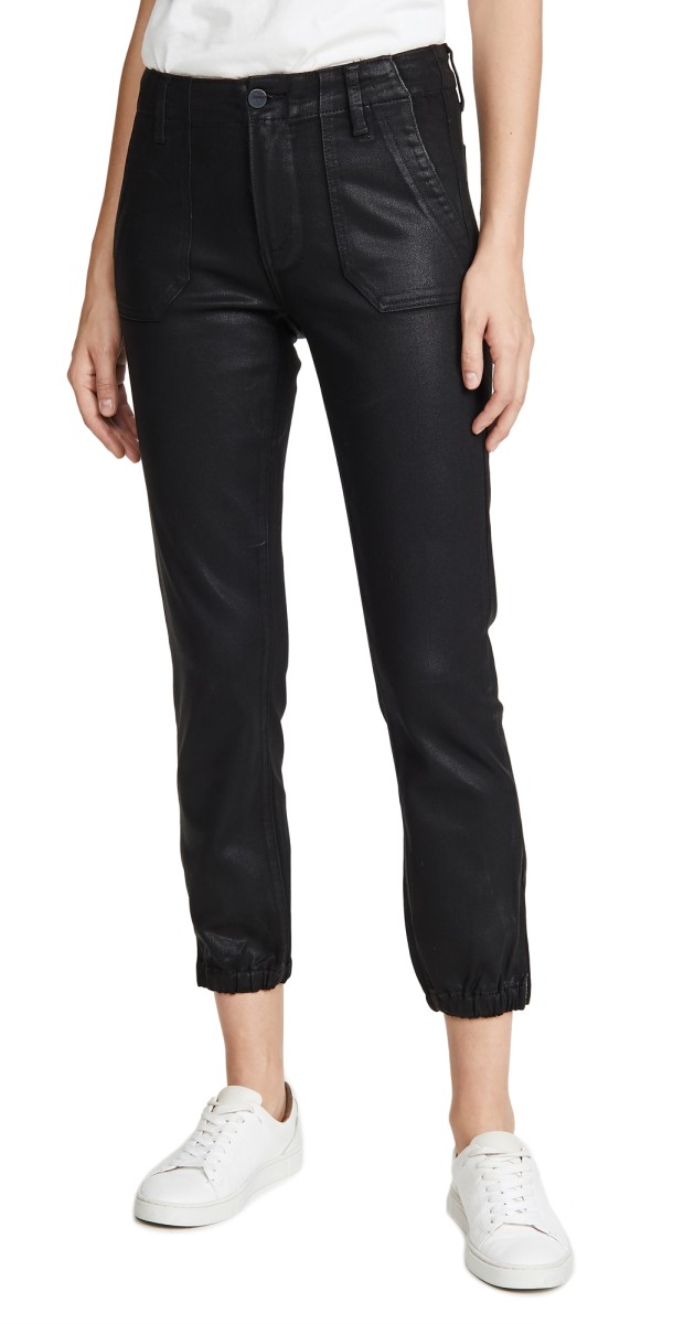 PAIGE Mayslie Joggers Black Fog Luxe Coated