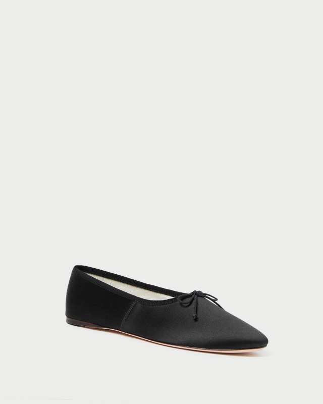LOEFFLER RANDALL Landon Black Satin Ballet Flat
