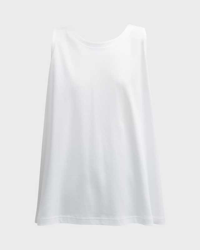 A-Line Round-Neck Long Shell Top