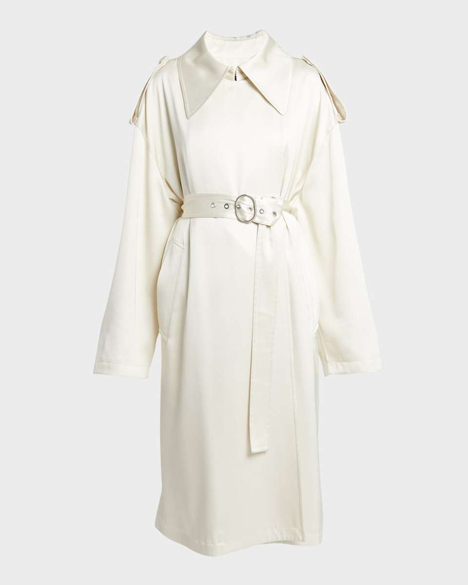 Belted Satin Trench Coat